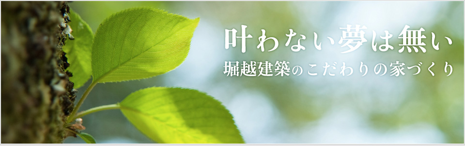 叶わない夢は無い 堀越建築のこだわりの家づくり